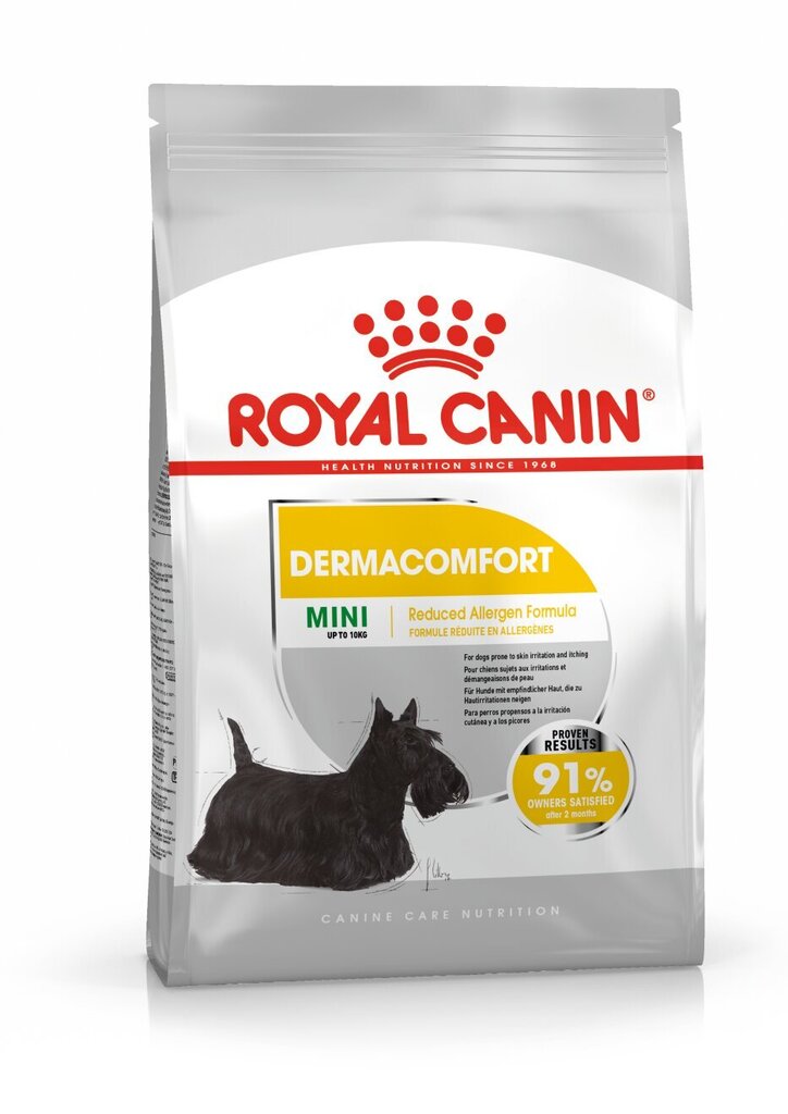 Royal Canin tundliku nahaga täiskasvanud väikest tõugu koertele Mini Dermacomfort, 1 kg hind ja info | Kuivtoit koertele | kaup24.ee