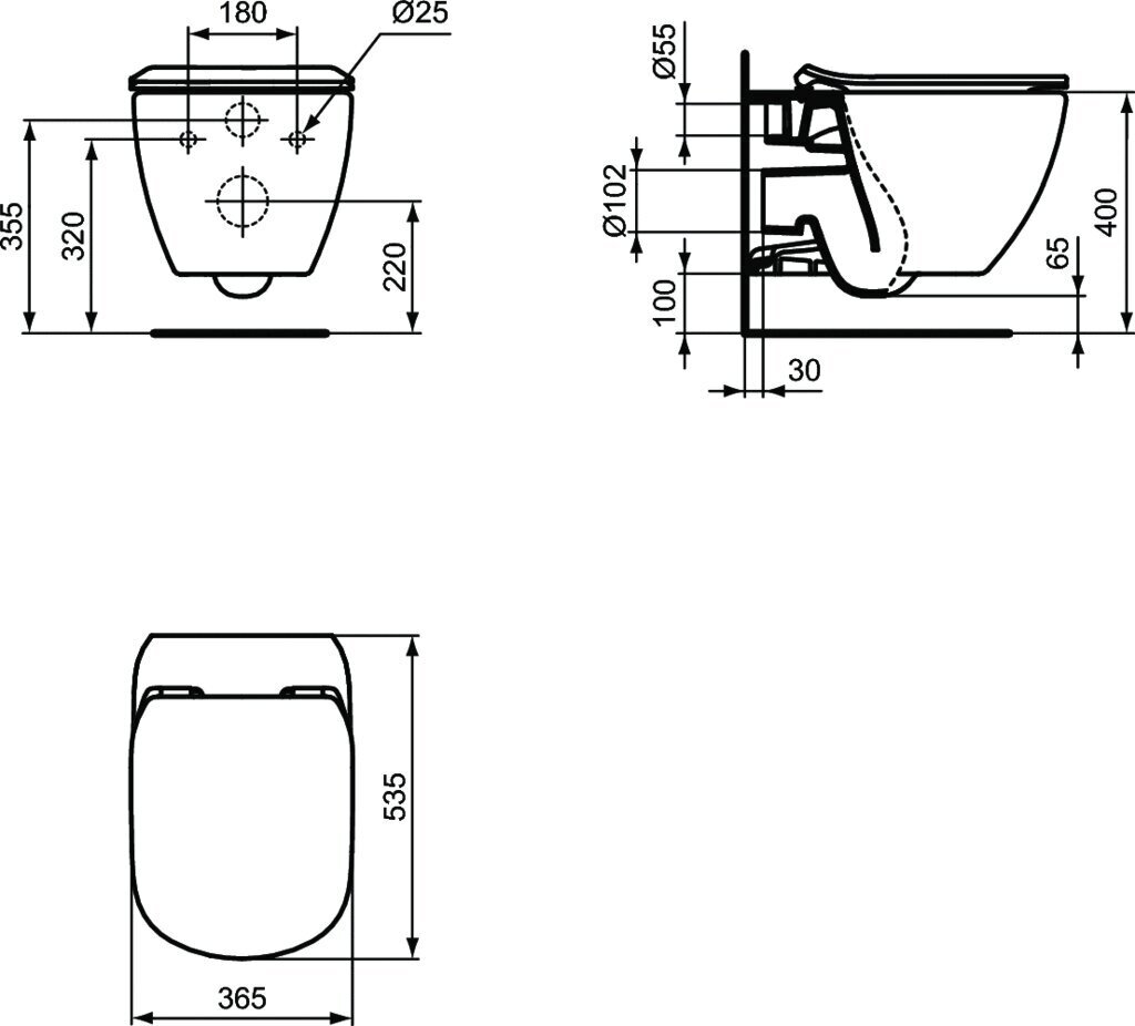 Rippkäimla Ideal Standard Tesi AquaBlade, aeglaselt vabastatava kaanega. T354601 цена и информация | WС-potid | kaup24.ee