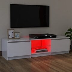 vidaXL telerialus LED-tuledega, kõrgläikega, valge, 120x30x35,5 cm цена и информация | Тумбы под телевизор | kaup24.ee