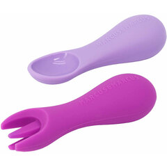 Silicone Palm Grasp Spoon & Fork Set - Willo hind ja info | Laste sööginõud | kaup24.ee