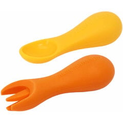 Silicone Palm Grasp Spoon & Fork Set - Lola цена и информация | Детская посуда, контейнеры для молока и еды | kaup24.ee