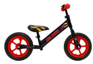 Балансировочный велосипед Amigo On Fire 12", черный/красный цена и информация | Балансировочные велосипеды | kaup24.ee