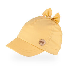 TuTu хлопковая одинарная шапка с козырьком и бантом для девочек, желтая цена и информация | Шапки, перчатки, шарфы для девочек | kaup24.ee