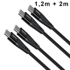 Choetech set of 2 USB Type C cables - USB Type C Power Delivery 60W 5A 1.2m + 2m black (XCC-1003) цена и информация | Кабели для телефонов | kaup24.ee