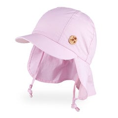 TuTu хлопковая одинарная шапка с козырьком, шнурками и защитой шеи для девочек, розовая цена и информация | Шапки, перчатки, шарфы для девочек | kaup24.ee