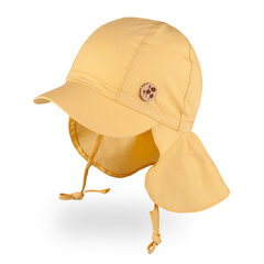 Tüdrukute puuvillane ühekordne paeltega müts, paelte, kaelakaitsega TuTu, kollane hind ja info | Tüdrukute mütsid, sallid, kindad | kaup24.ee