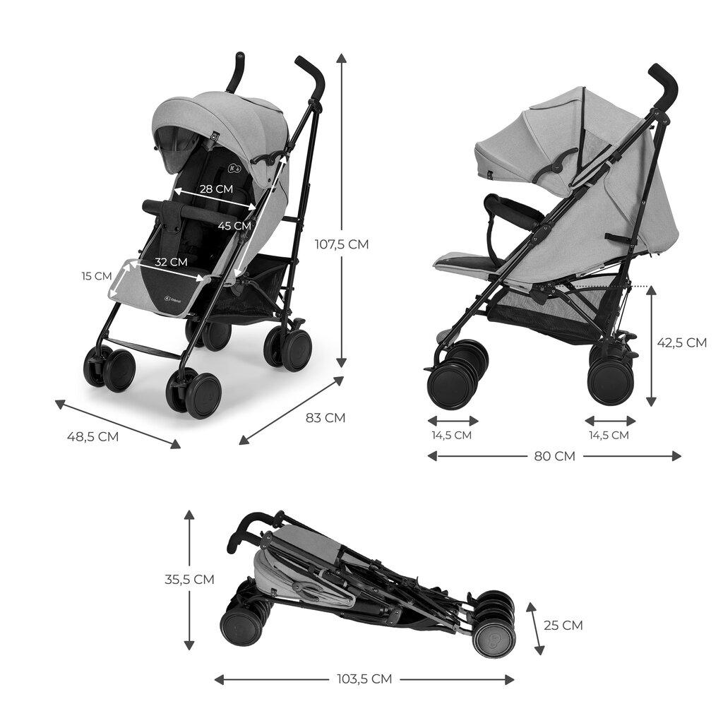 Sportlik jalutuskäru Kinderkraft Siesta, Grey hind ja info | Vankrid, jalutuskärud | kaup24.ee