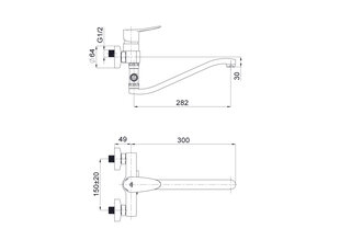 Смеситель для ванны RUBINETA Static-12/G (N) цена и информация | Смесители | kaup24.ee