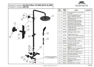 Душевой набор OLO (BK)+ULTRA-10 (SW) (DV3/4) (BK), RUBINETA цена и информация | Душевые комплекты и панели | kaup24.ee