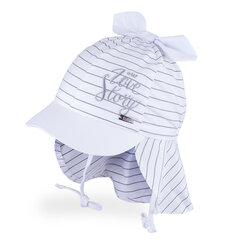Tüdrukute ühekordne nokamüts, paeltega, kaelakaitsega TuTu, valge цена и информация | Шапки, перчатки, шарфики для новорожденных | kaup24.ee