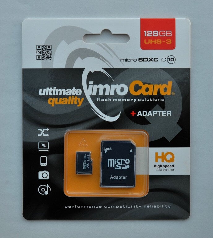 ImroCard, 128 GB + adapter цена и информация | Mobiiltelefonide mälukaardid | kaup24.ee