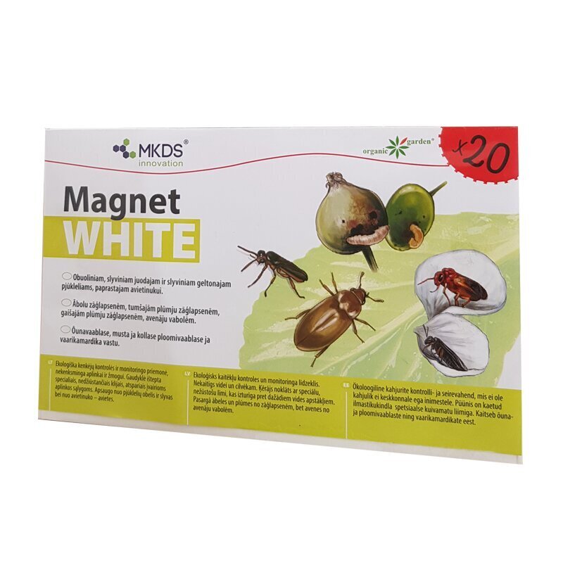 Mini MAGNET white (20X12 cm) – õuna- ja ploomivaablase, vaarikamardika püünis, 20 tk цена и информация | Hooldusvahendid taimedele | kaup24.ee