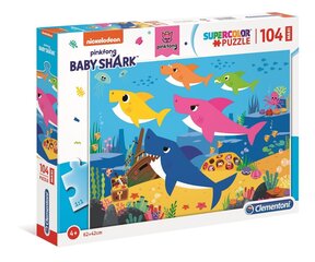 Головоломка Clementoni Baby Shark, 104 детали цена и информация | Пазлы | kaup24.ee