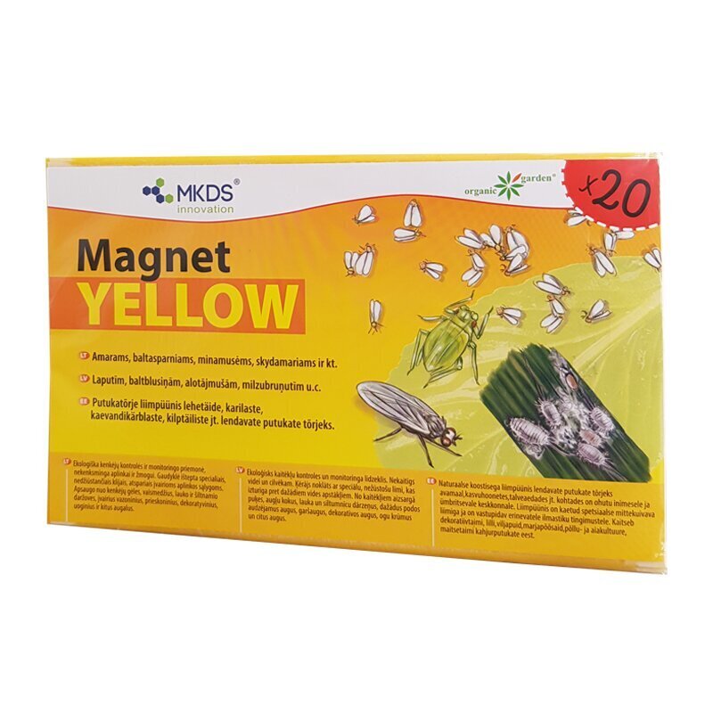 Mini MAGNET yellow (20X12 cm) – lehetäide, karilaste, kaevandikärblaste liimpüünis цена и информация | Hooldusvahendid taimedele | kaup24.ee
