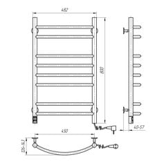 Elektriline käterätikuivati Navin Kamelia 480*800 Sensor parempoolne, 12-207033-4880 must цена и информация | Полотенцесушители | kaup24.ee