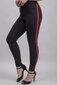Püksid, mustad, punase triibuga hind ja info | Naiste püksid | kaup24.ee