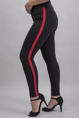 Püksid, mustad, punase triibuga hind ja info | Naiste püksid | kaup24.ee