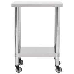 vidaXL köögi töölaud ratastega, 60x45x85 cm, roostevaba teras hind ja info | Köögimööbli tarvikud | kaup24.ee