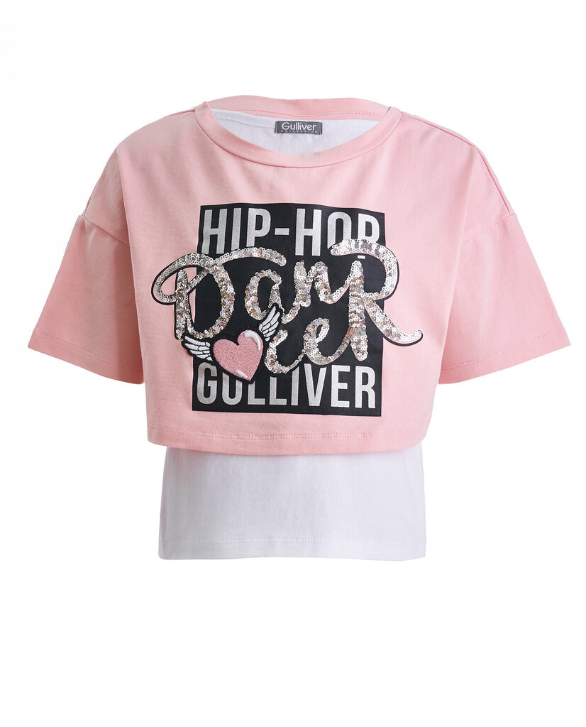 Tüdrukute T-särgi ja maika komplekt Gulliver, roosa, 104*56*51 cm hind ja info | Tüdrukute särgid | kaup24.ee