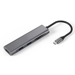 Adapter USB Type-C - 2 x USB 3.0, HDMI, SD, TF hind ja info | USB jagajad, adapterid | kaup24.ee