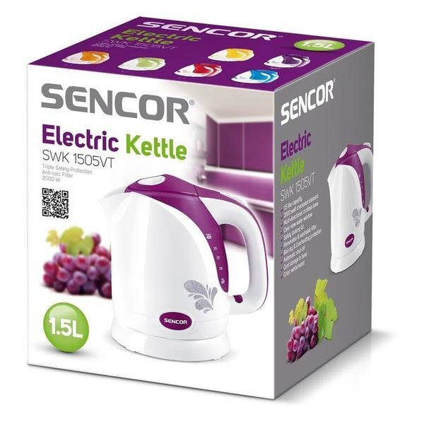 Veekeetja Sencor SWK1505VT, valge/violetne цена и информация | Veekeetjad | kaup24.ee