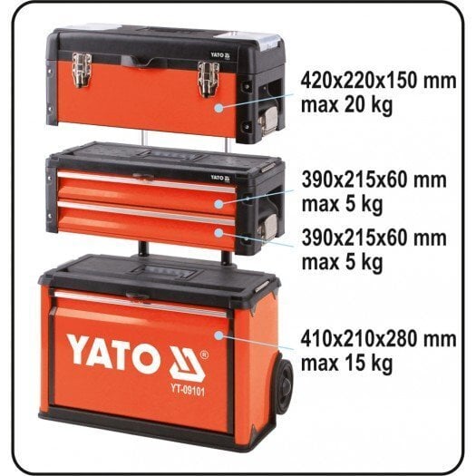 YATO tööriistakäru 3 sahtliga 52x32x72 cm цена и информация | Tööriistakastid, tööriistahoidjad | kaup24.ee