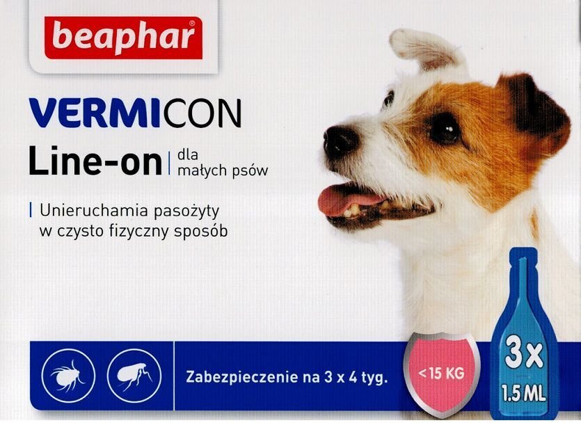 Parasiiditilgad koertele Beaphar Vermicon Dog S, <15 kg, 3x1.5 ml цена и информация | Toidulisandid ja parasiitide vastased tooted | kaup24.ee