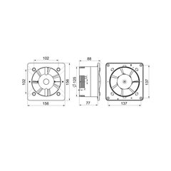 Tõmbeventilaatori korpus Equation, KW125T 125 mm, valge hind ja info | Equation Sanitaartehnika, remont, küte | kaup24.ee