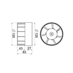 Kanaliventilaator Awenta WKA 125, 125mm, valge цена и информация | Вентиляторы для ванной | kaup24.ee