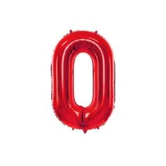 Fooliumist õhupall "0" punane, 86 cm цена и информация | Праздничные декорации | kaup24.ee