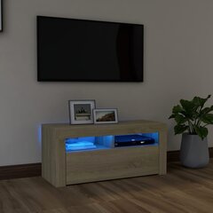 vidaXL telerialus LED-tuledega, Sonoma tamm, 90 x 35 x 40 cm hind ja info | TV alused | kaup24.ee