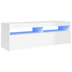 vidaXL telerialus LED-tuledega, kõrgläikega valge, 120 x 35 x 40 cm цена и информация | Тумбы под телевизор | kaup24.ee