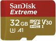 Mälukaart seikluskaamerale SANDISK Secure Digital micro Extreme Action Camera 32GB 100MB/s A1/Class 10 /V30/UHS-I/U3 цена и информация | Mobiiltelefonide mälukaardid | kaup24.ee