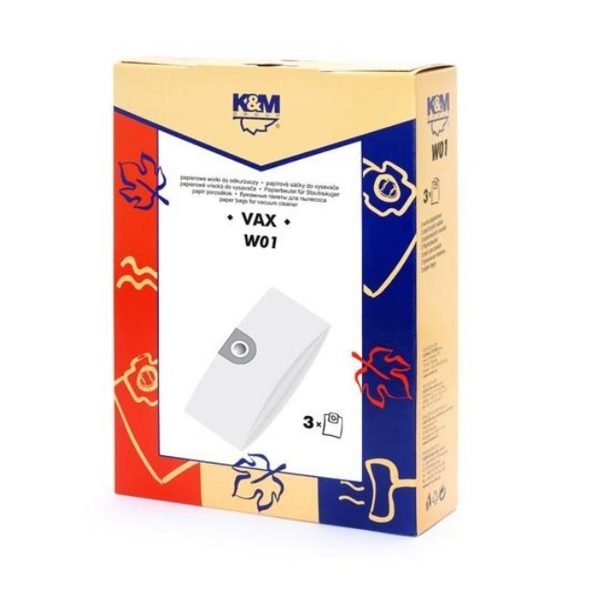 K&M Group Vacuum cleaner bags for VAX KM-W01 (3pcs) цена и информация | Tolmuimejate lisatarvikud | kaup24.ee