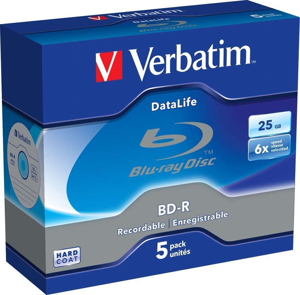 Verbatim DataLife Bluray – BD-R x 5 – 25 GB, 6x salvestuskiirus hind ja info | Vinüülplaadid, CD, DVD | kaup24.ee