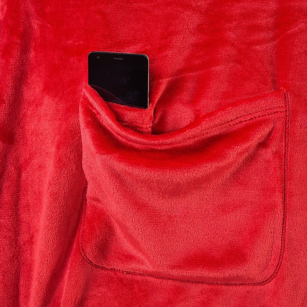 Decoking pleed varrukate ja taskutega Lazy Snug, punane - erinevad suurused цена и информация | Voodikatted, pleedid | kaup24.ee