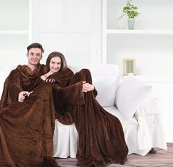 Decoking pleed varrukate ja taskutega Lazy Snug, pruun - erinevad suurused цена и информация | Покрывала, пледы | kaup24.ee