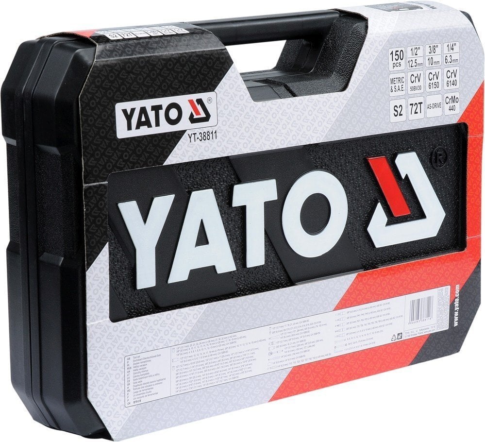 Tööriistakomplekt 1/4, 1/2, 3/8 (150 tk.) YT-38811 YATO цена и информация | Käsitööriistad | kaup24.ee