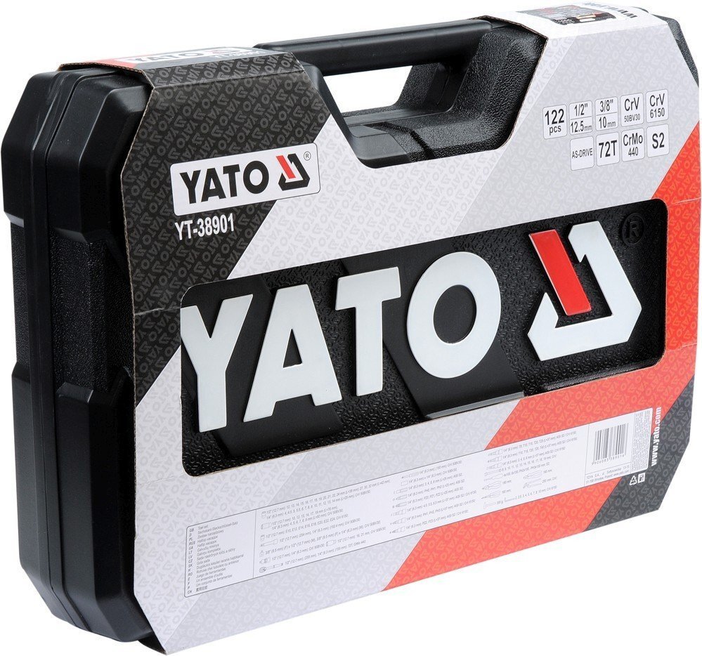 Tööriistakomplekt 122 tk. 1/2", 1/4" CrV Yato YT-38901 hind ja info | Käsitööriistad | kaup24.ee