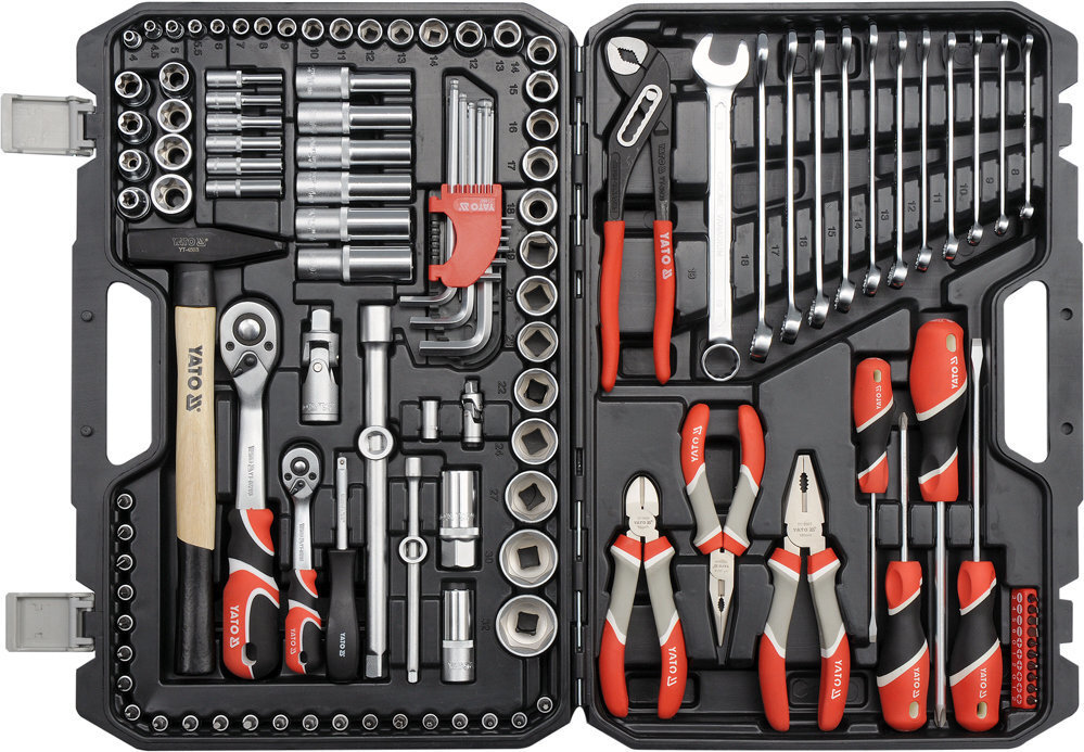Tööriistakomplekt 122 tk. 1/2", 1/4" CrV Yato YT-38901 цена и информация | Käsitööriistad | kaup24.ee