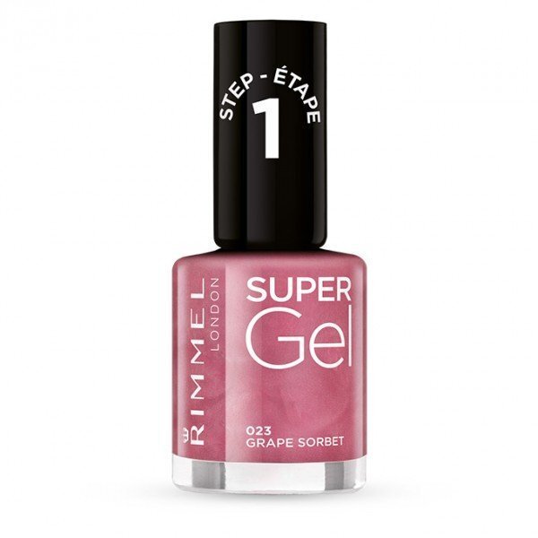 Rimmel London Super Gel STEP1 küünelakk 12 ml, 023 Grape Sorbet цена и информация | Küünelakid, küünetugevdajad | kaup24.ee