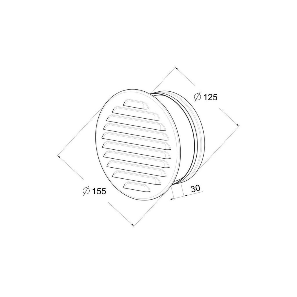 Ventilatsioonirest Awenta, 125mm, hõbedane hind ja info | Vannitoa ventilaatorid | kaup24.ee