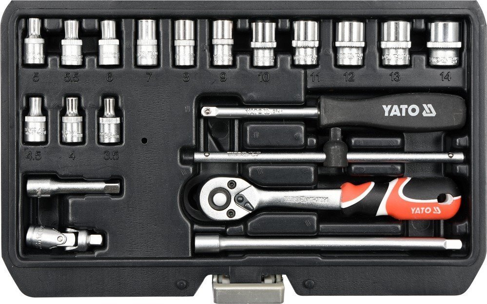 Tööriistakomplekt 20 tk 1/4" CrV Yato YT-14491 цена и информация | Käsitööriistad | kaup24.ee