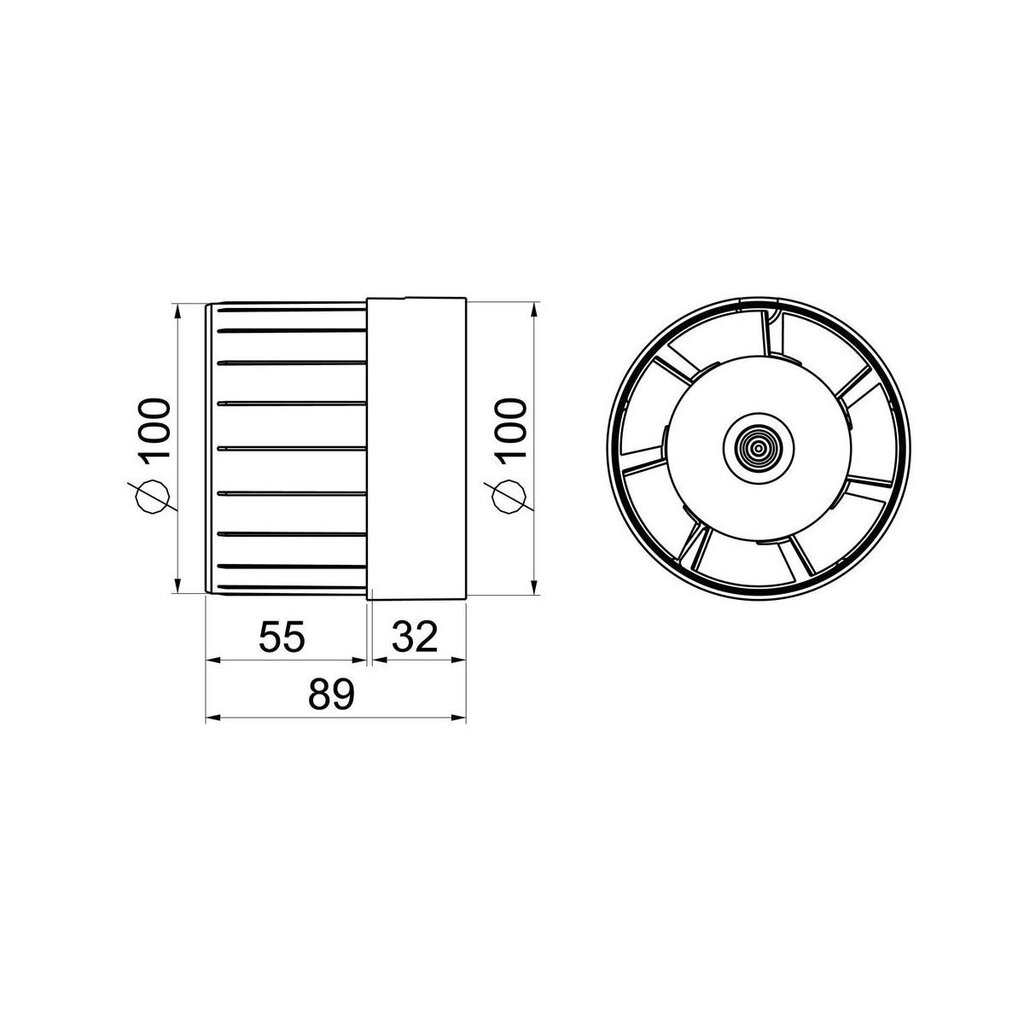 Kanaliventilaator Awenta WKA 100T, 100mm hind ja info | Vannitoa ventilaatorid | kaup24.ee