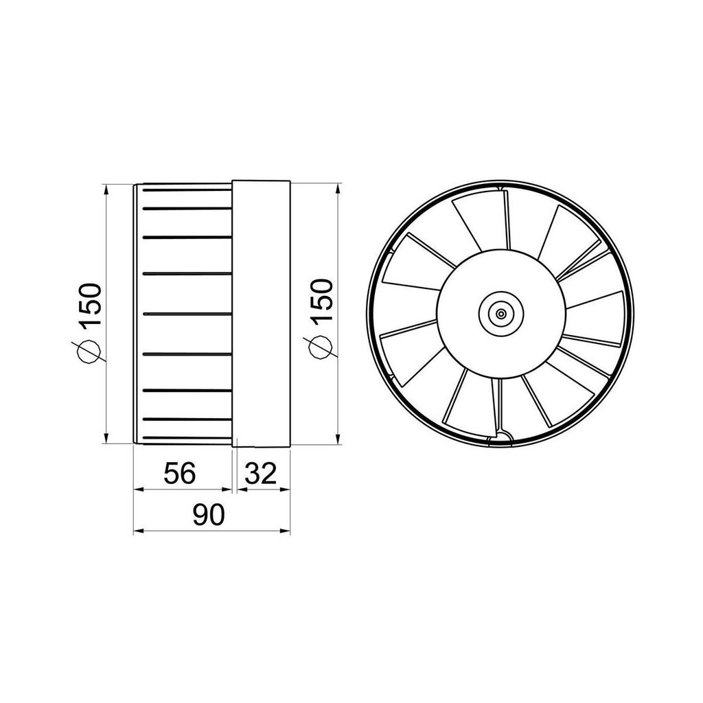 Kanaliventilaator Awenta WKA 150, 150mm hind ja info | Vannitoa ventilaatorid | kaup24.ee