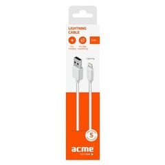 Acme CB1031W Lightning, USB A, 1 m, White цена и информация | Кабели для телефонов | kaup24.ee