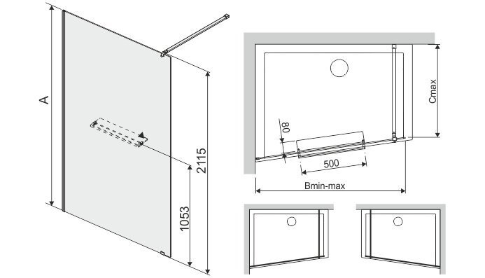 Dušikabiin Walk-In Sanplast Altus PT/ALTIIa-130s hind ja info | Dušikabiinide uksed ja seinad | kaup24.ee