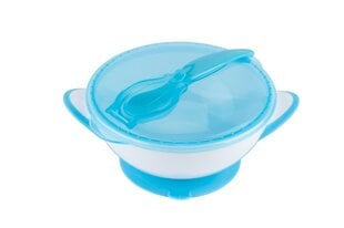 Kauss iminapa ja lusikaga BabyOno, 6+ kuud, 1063, sinine цена и информация | Детская посуда, контейнеры для молока и еды | kaup24.ee