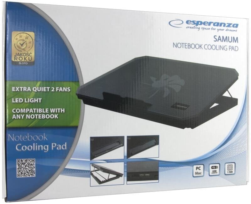 Sülearvuti jahutusalus Esperanza SAMUM EA141 15,6"-17", 1 ventilaator hind ja info | Sülearvuti tarvikud | kaup24.ee