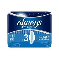 Hügieenisidemed Always Ultra Night With Wings, 7 tk цена и информация | Тампоны, гигиенические прокладки для критических дней, ежедневные прокладки | kaup24.ee